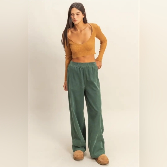 HYFVE Pants - Corduroy High-Waisted Wide Leg Pants